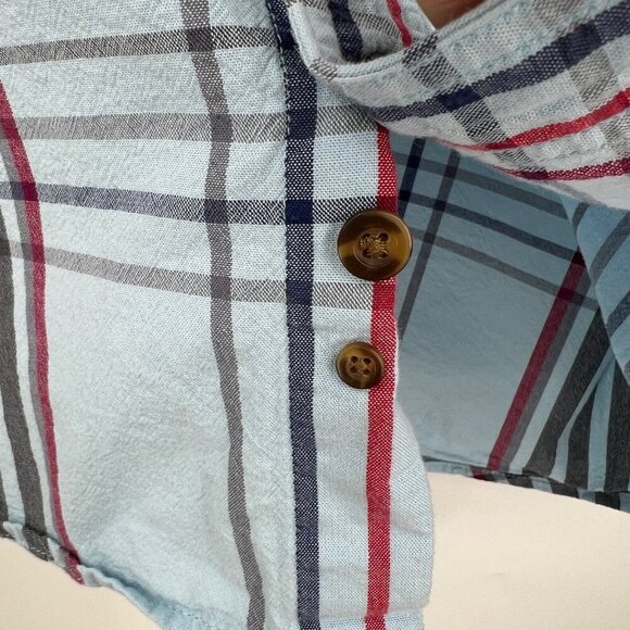 Carhartt Men's 105175 Loose Fit Midweight Short Sleeve Plaid Shirt Powder Blue s - Picture 6 of 9